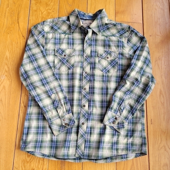 Madison Vintage Plaid Metal Snap Button Shirt - Picture 1 of 6